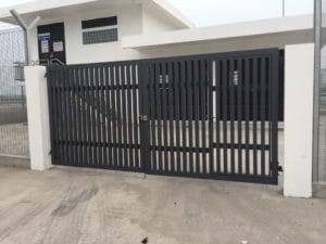 Black Aluminium Main Gates at Entrance from Metal Fabrication Company Brooklynz in Singapore
