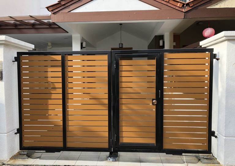 Quality, automatic home gate opening system painted yellow and black in Singapore