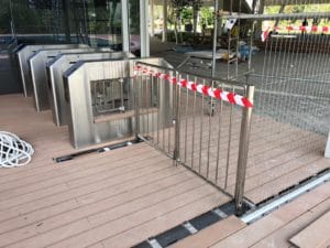 Automatic driveway gates installed at public place by Singapore stainless stee company