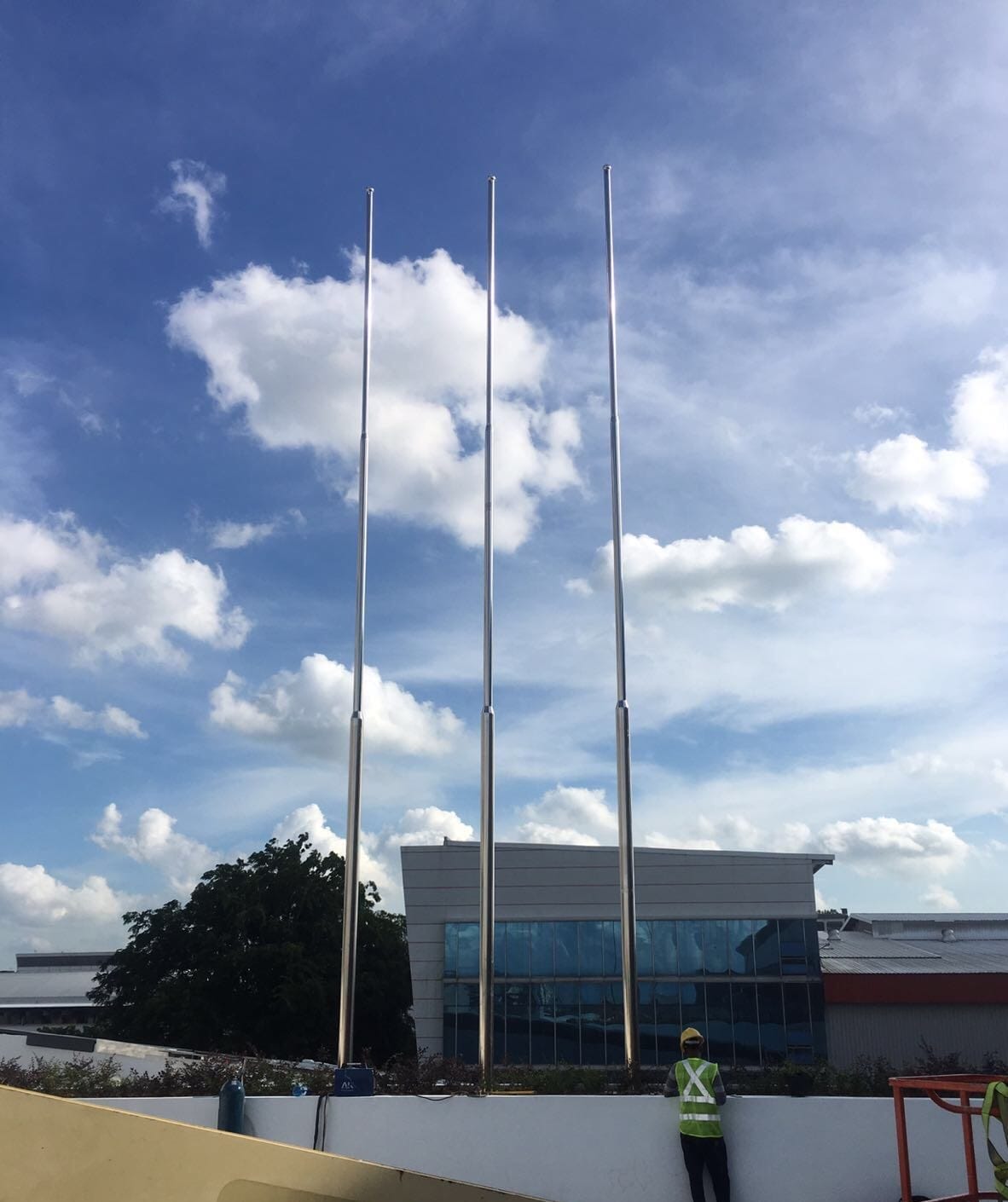Flag Pole at building front by Brooklynz Stainless Steel Pte Ltd